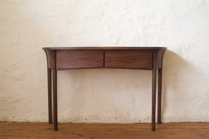 Solid walnut console table and hall bench